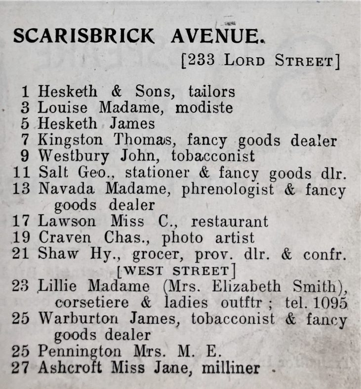 In 1912, a visitor to Southport could find plenty to entertain them on their way up Scarisbrick Avenue.  | Seed's Directory, 1912 - Sefton Libraries